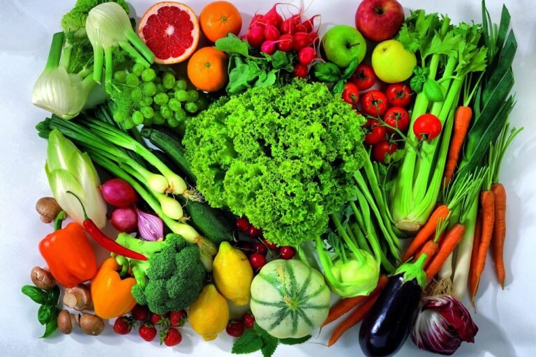 fresh fruits and vegetables, healthy, vegan food